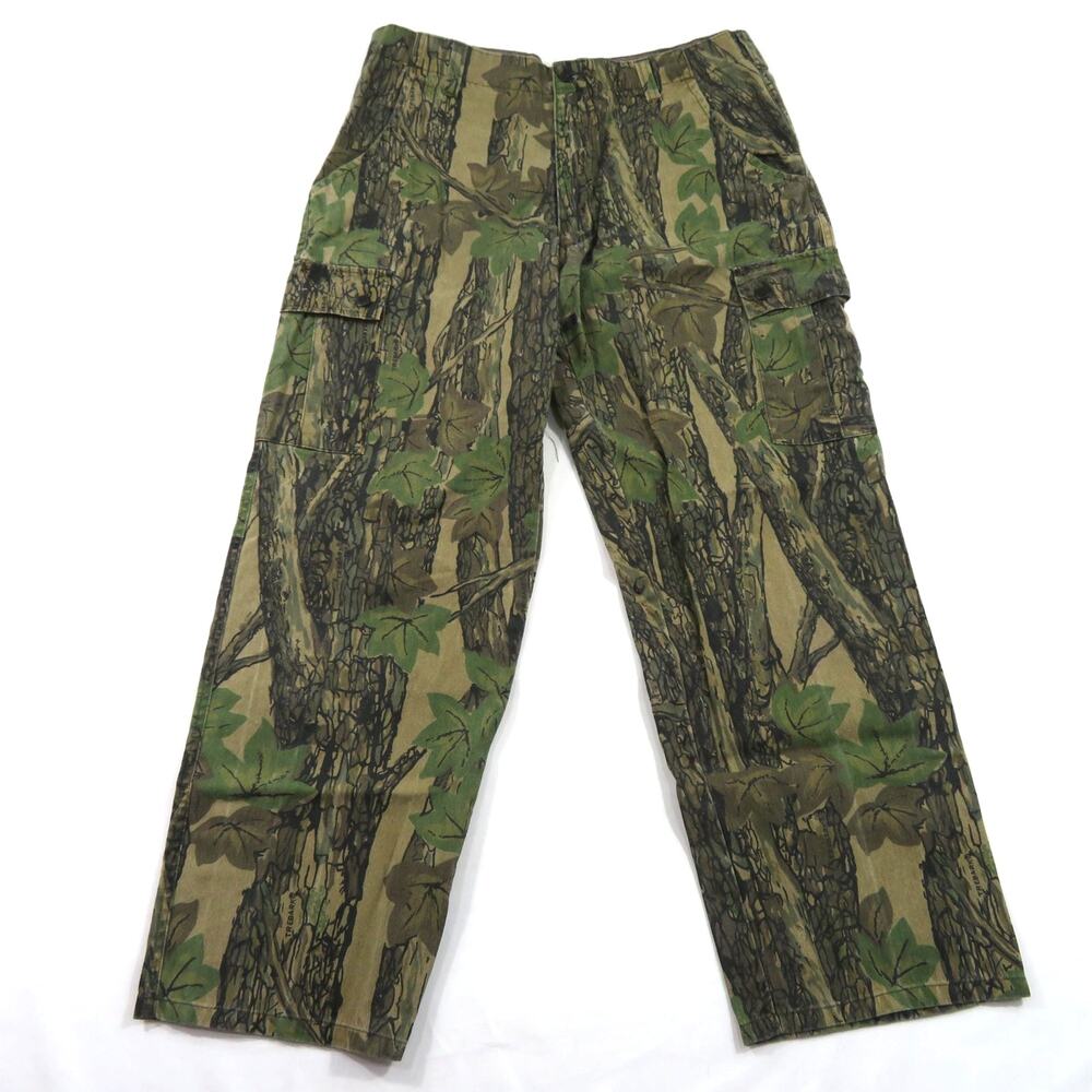Winchester Treebark Camouflage Pants Trousers Green, Tag L Measured: 36x30 1990s
